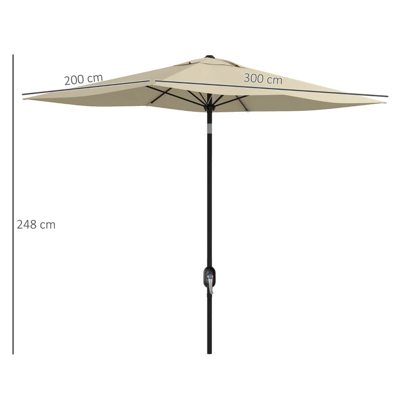 Cream White Rectangular Garden Parasol Umbrella with Crank & Tilt