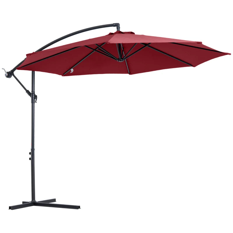 Steel Cantilever Hanging Umbrella Parasol - Dark Green 3M Patio - Wine Red