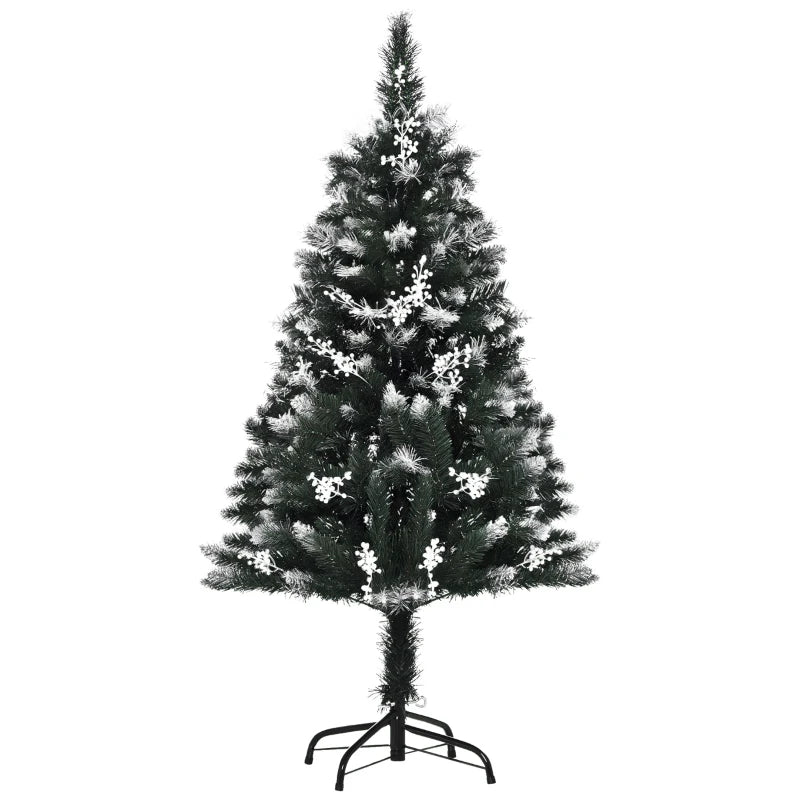 4FT Snow-Dipped Artificial Christmas Tree with White Berries & Star Topper | Indoor Holiday Decoration | Removable Stand