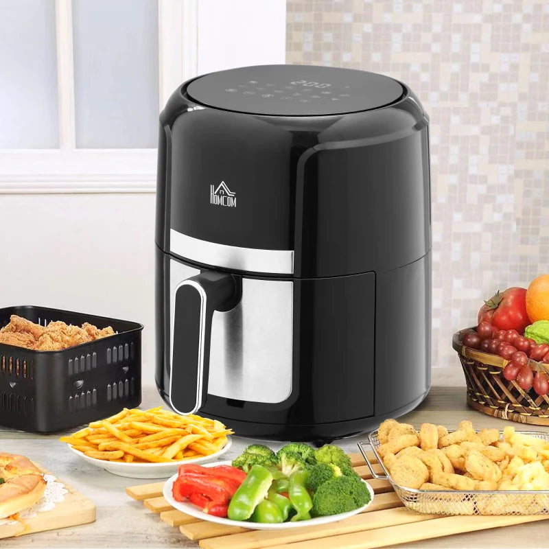 4L Digital Air Fryer Oven - 1300W, Touch Display, 12 Cooking Programs, Nonstick Basket, Oil-Free Cooking, Black