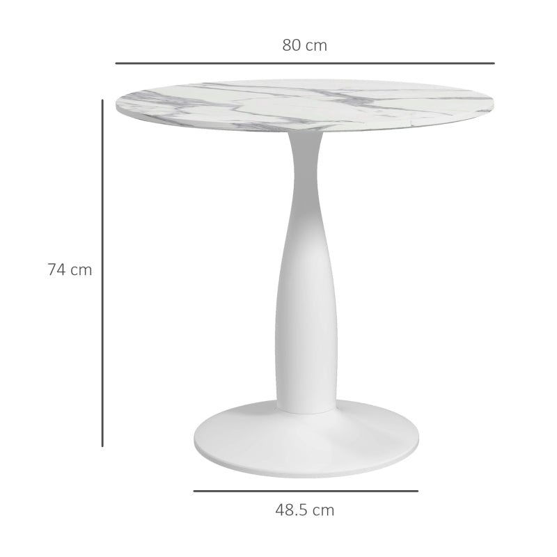 Elegant Small 2-Person Dining Table with Steel Base & Non-Slip Foot Pad - Modern White & Grey Design
