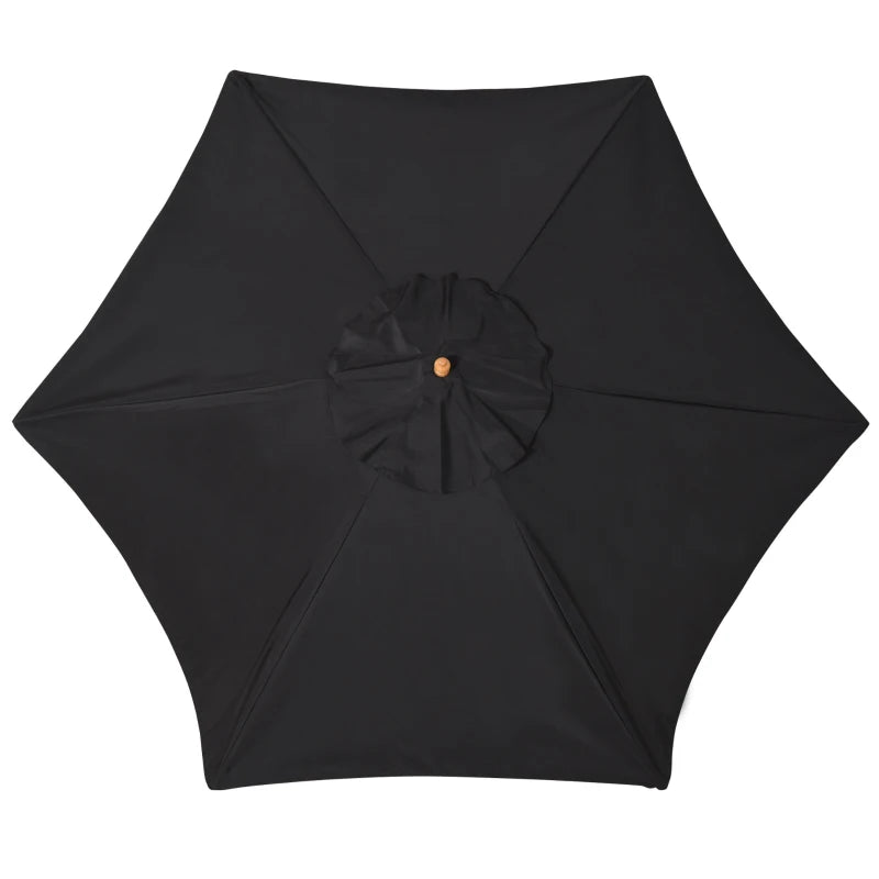 Black 2.5m Wooden Garden Parasol Sun Shade