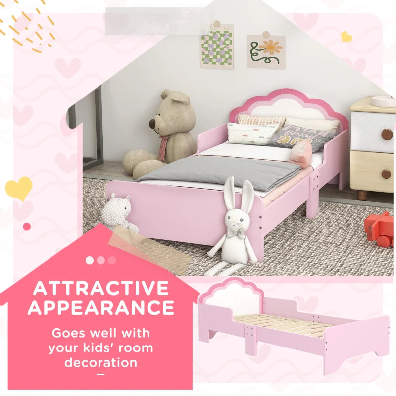 ZONEKIZ Princess Toddler Bed Frame - Cloud Design, Pink Kids Bed, 143x74x55cm, Perfect for Little Dreamers