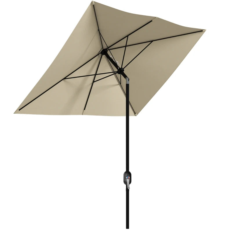Cream White Rectangular Garden Parasol Umbrella with Crank & Tilt