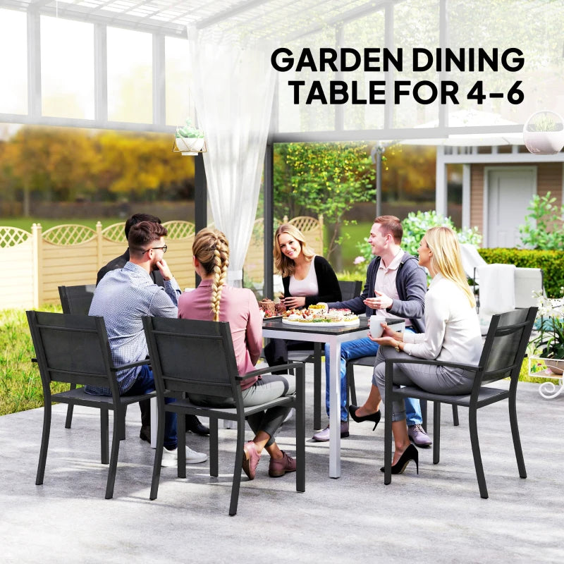 Outdoor Dining Table for 4-6, 120x70 cm, Rust-Resistant Aluminium, Easy Maintenance, Black