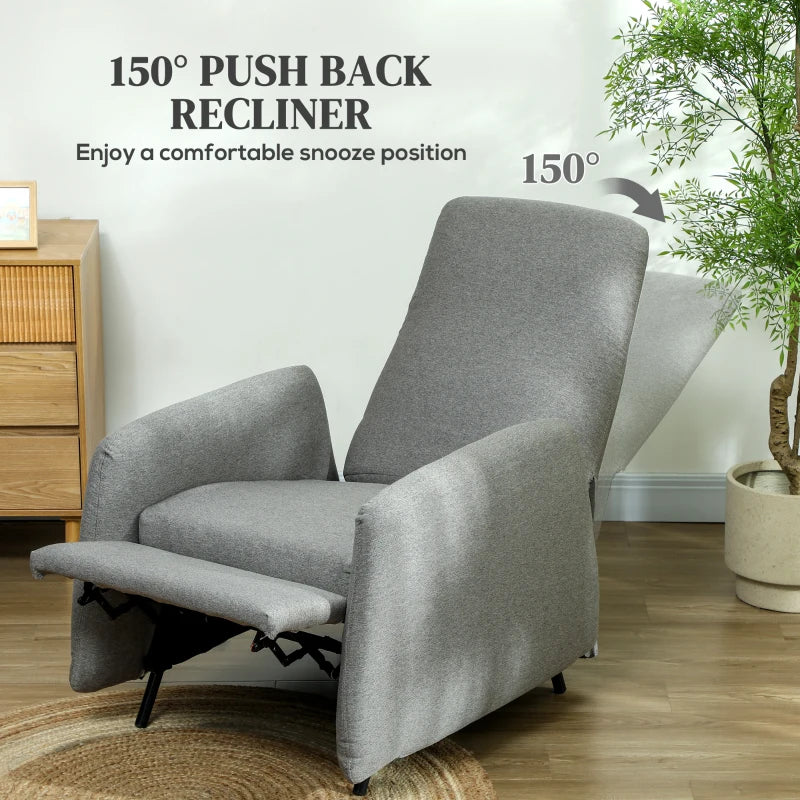 High Back Recliner Armchair with Adjustable Leg Rest and Pocket Spring Seat for Living Room and Bedroom, Grey