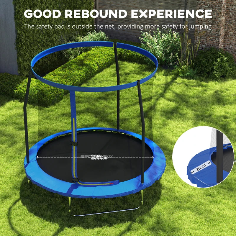 8ft Outdoor Trampoline with Safety Enclosure Net and Steel Frame for Kids
