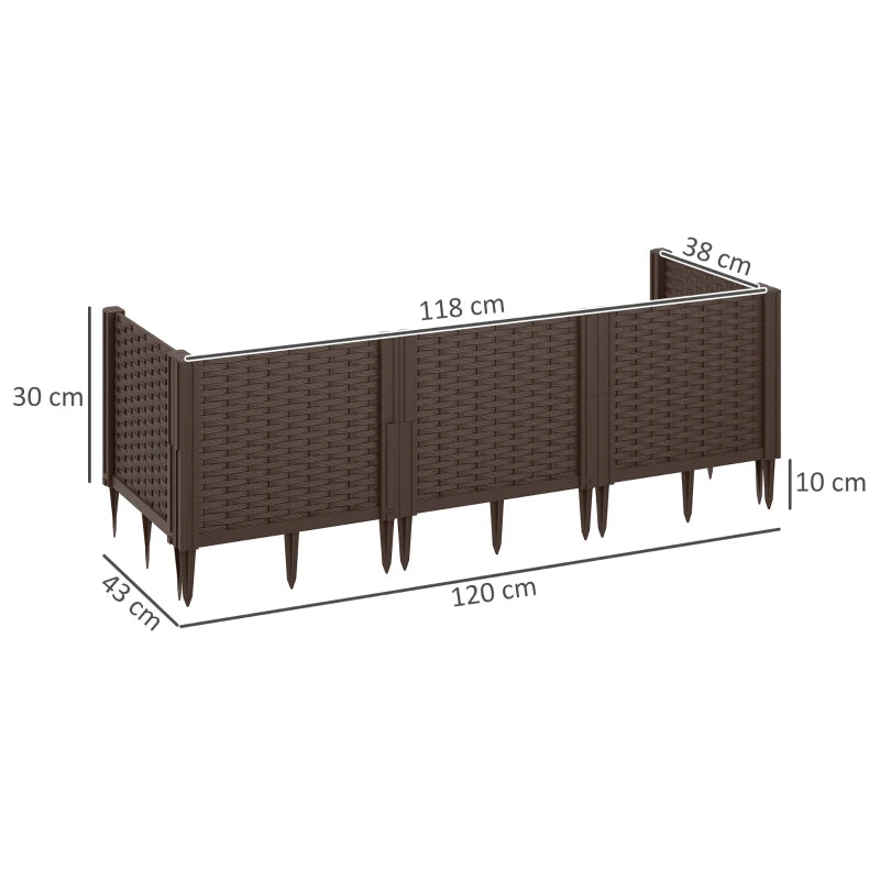 Modular Brown Plastic Raised Garden Bed Kit - 4ft x 2ft Planter Box for Flowers, Vegetables, and Herbs