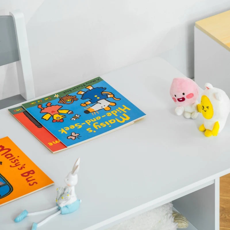3-Piece Kids Table & Chairs Set - Mini Furniture for Playroom & Bedroom with Storage Drawers - Safe for Ages 2-4, White