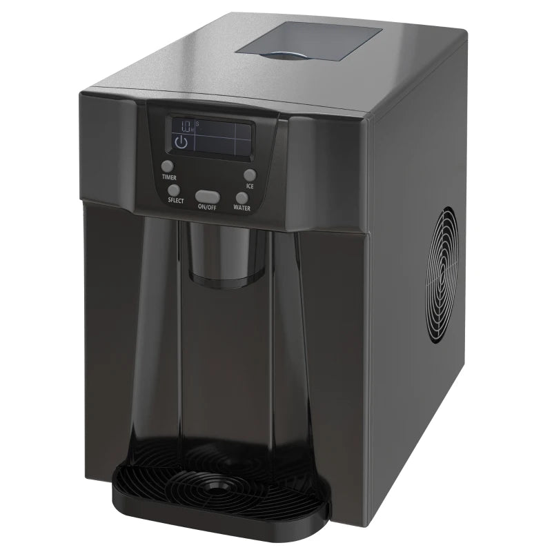 3L Ice Maker & Water Dispenser - 12kg Daily, 9 Ice Cubes in 6-10 Mins, Compact Black Ice Machine