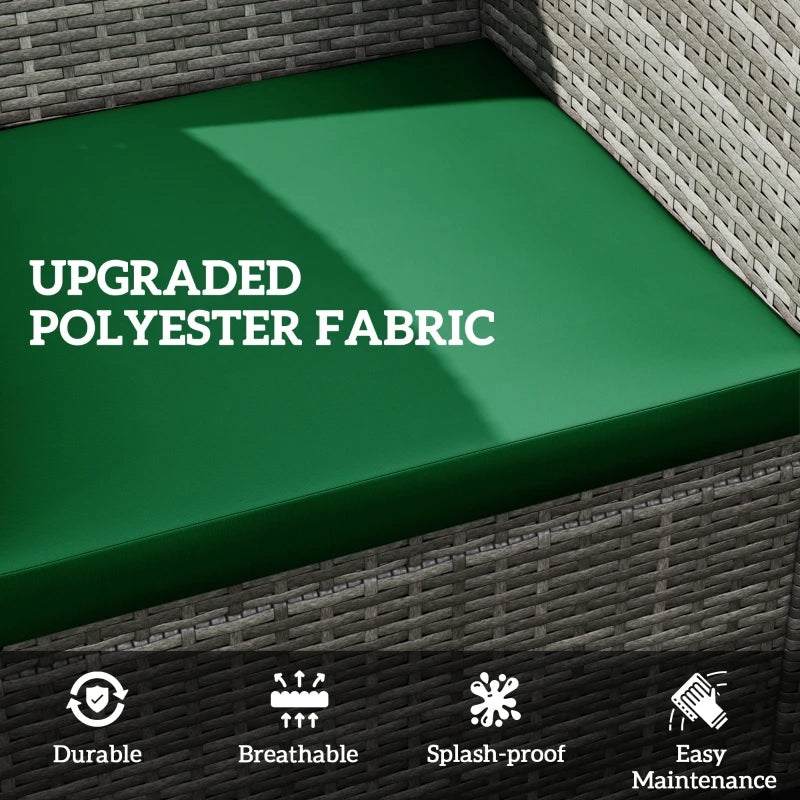 Green Outdoor Seat Cushion Pads for Rattan Furniture - 3 Piece Set, 45x45 cm