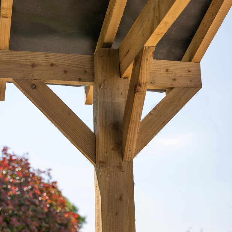 Ruby Wooden Apex Gazebo with Treated Featheredge Roof & Overhang - Premium Garden Gazebo