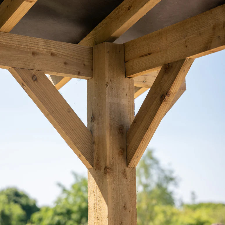 Ruby Wooden Apex Gazebo with Treated Featheredge Roof & Overhang - Premium Garden Gazebo