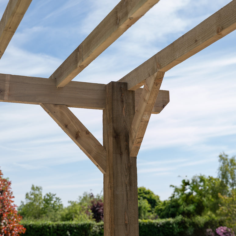 Ruby Flat Roof Wooden Pergola with Open Slatted Design - Modern Garden Pergola Structure
