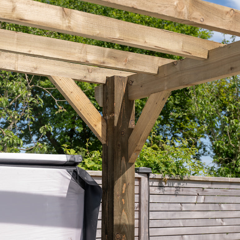 Ruby Flat Roof Wooden Pergola with Open Slatted Design - Modern Garden Pergola Structure