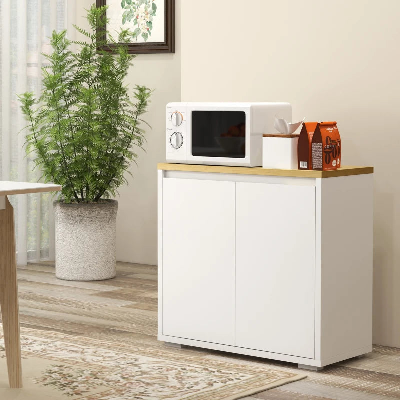 Modern White Kitchen Sideboard Storage Cabinet with Double Doors & Adjustable Shelf - Perfect for Living Room & Entryway