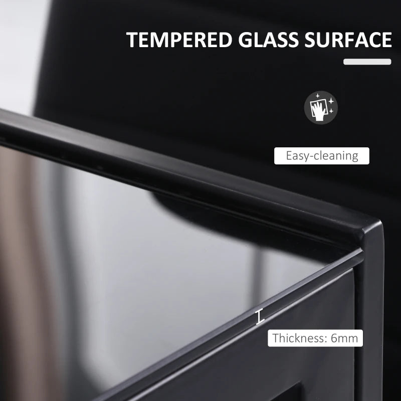 Modern Rectangular Glass Dining Table for 4 - Tempered Glass Top & Metal Legs for Kitchen & Living Room