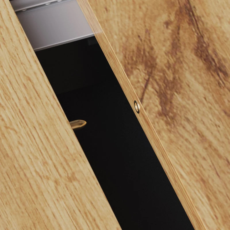 Telescopic Extendable Dining Table for 4-6, Foldable Kitchen Table with Checked Pattern, Black & Natural, 110-140L x 80W x 75H cm