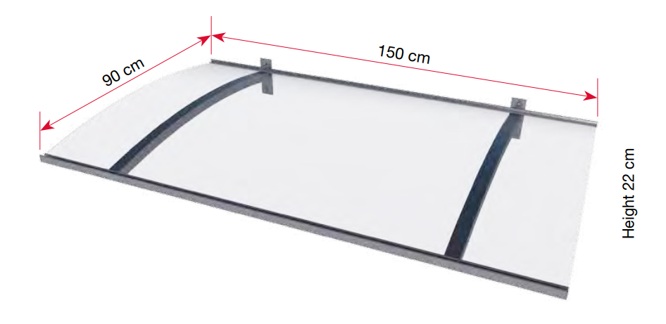 Shield PT Canopy with Clear Acrylic Glass Cover – 150 x 90 cm