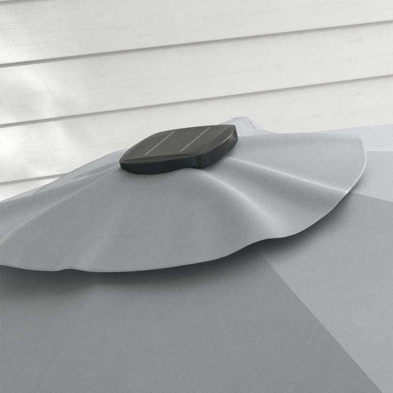 Adjustable Light Grey Cantilever Parasol with Solar LED Lights