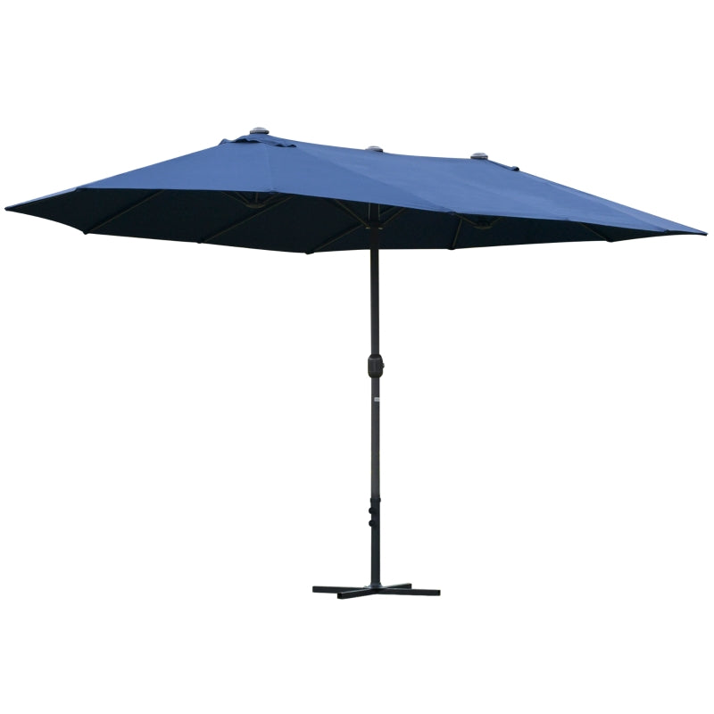Dark Blue Double-sided Crank Sun Umbrella Canopy - 4.6M