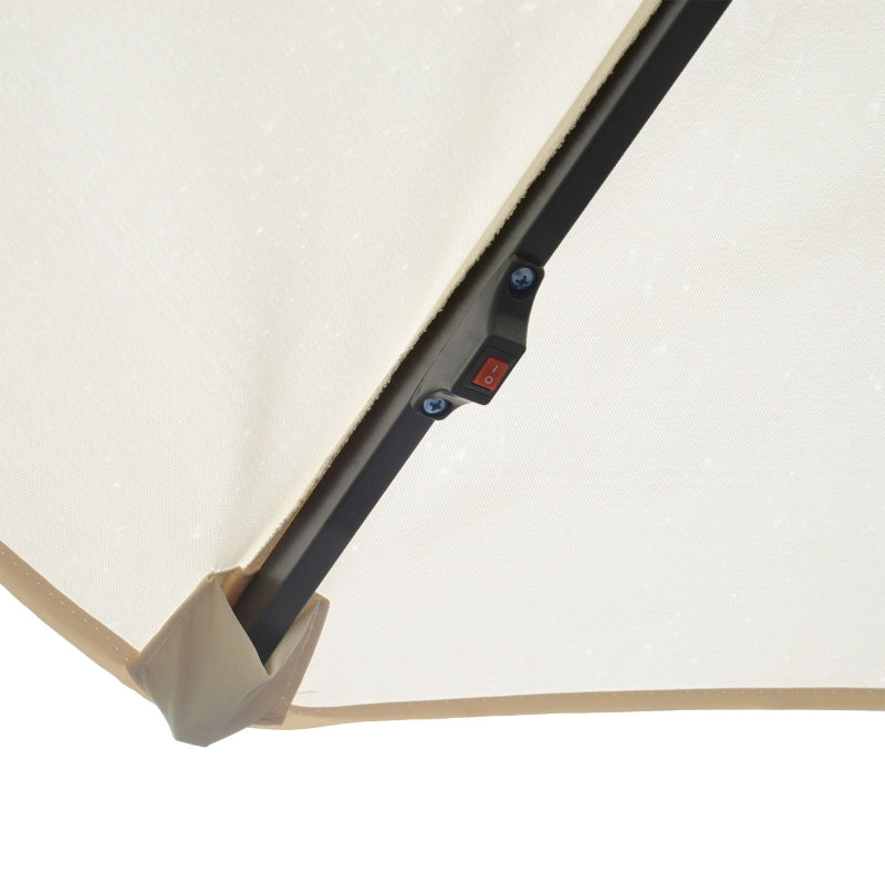 Cream Solar LED Patio Umbrella - 2.95m x 2.45m