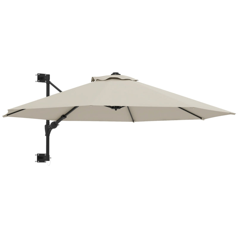 Beige 3m Wall-Mounted Parasol Shade with Handle