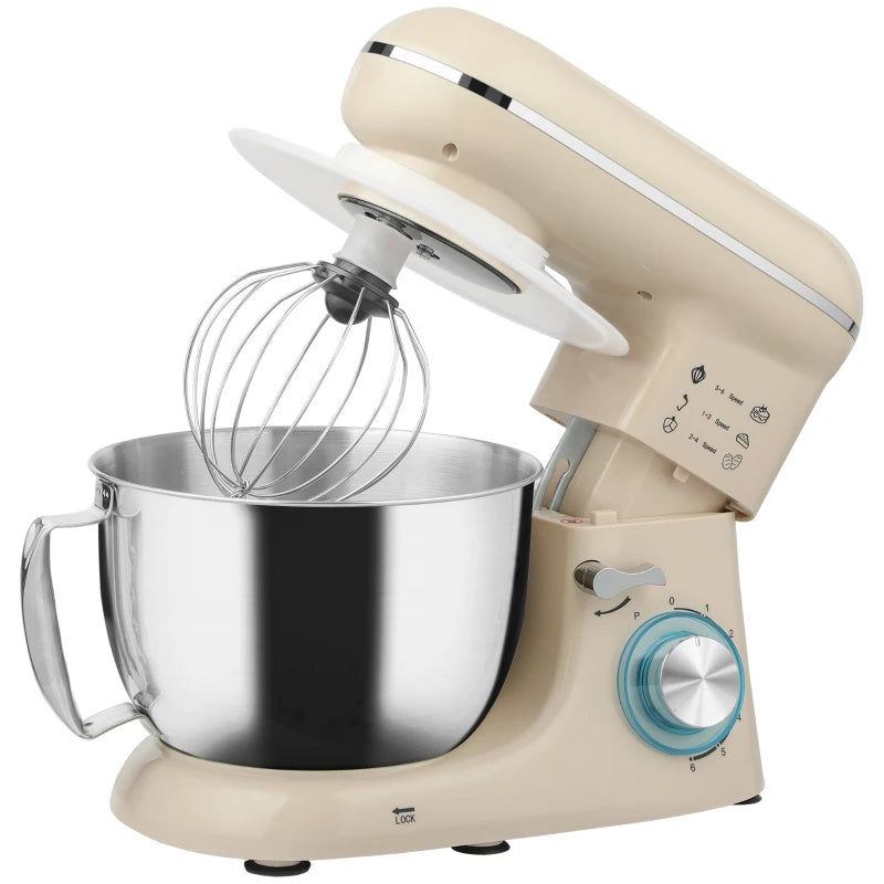 Premium 1300W Beige Kitchen Stand Mixer with Accessories - Perfect for Baking and Cooking Enthusiasts