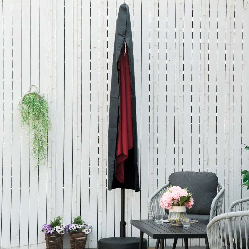 Dark Grey Cantilever Parasol Cover with Zipper - Outdoor Garden Protector