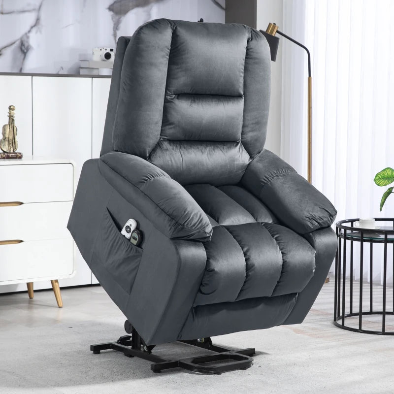 Eight-Point Massage Armchair with Heat and Reclining Backrest in Grey for Ultimate Comfort