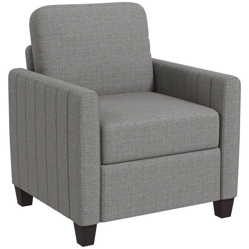 Modern Light Grey Linen-Look Armchair for Stylish Living Room Seating