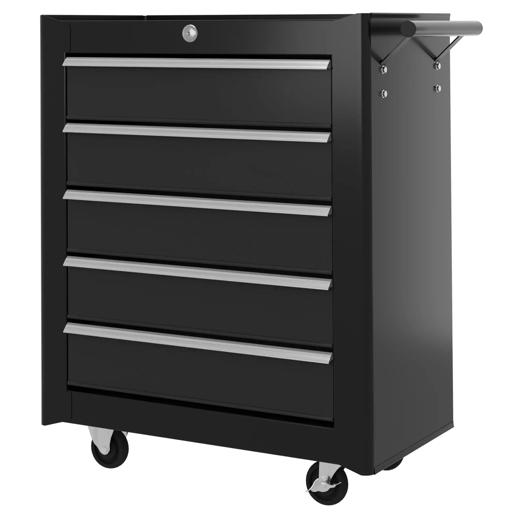 5-Drawer Tool Chest With Wheels - Steel Lockable Tool Storage Cabinet with Handle, 2 Keys for Garages & Workshops