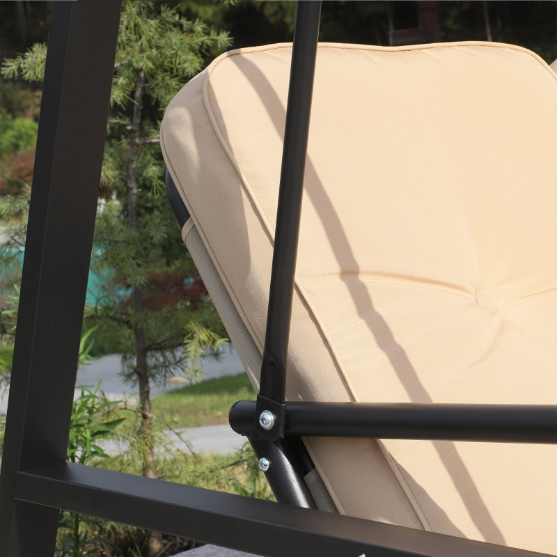 Beige 2 Seater Outdoor Swing Chair with Adjustable Canopy
