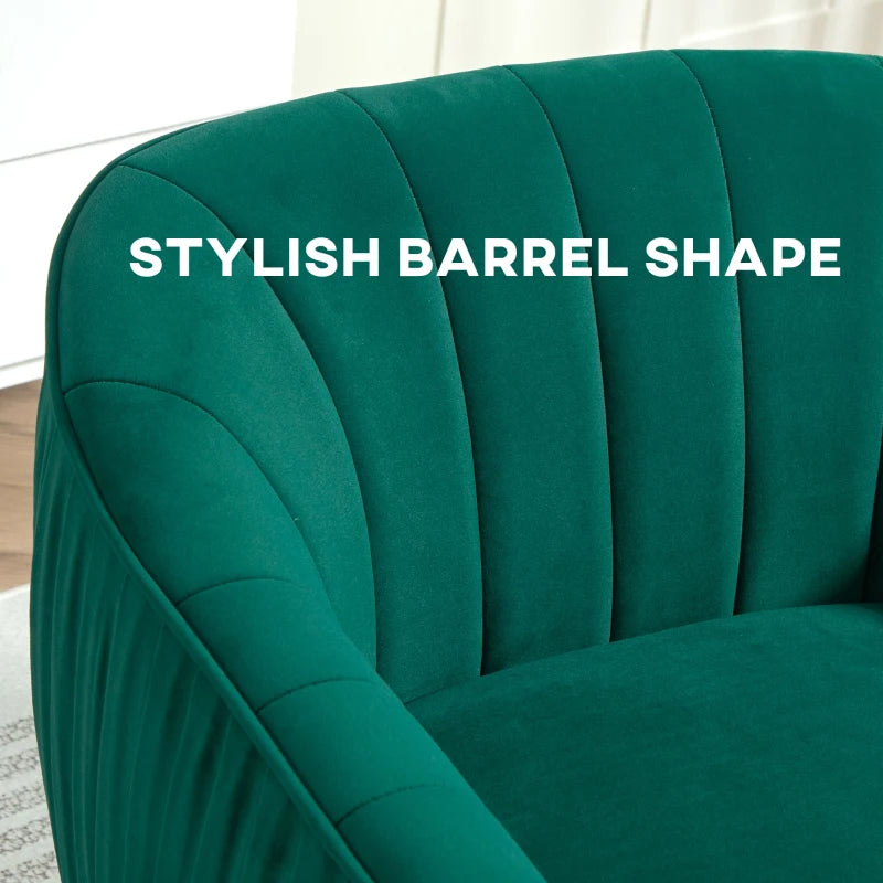 Velvet-Feel Green Shell Back Accent Chair for Stylish Home Decor