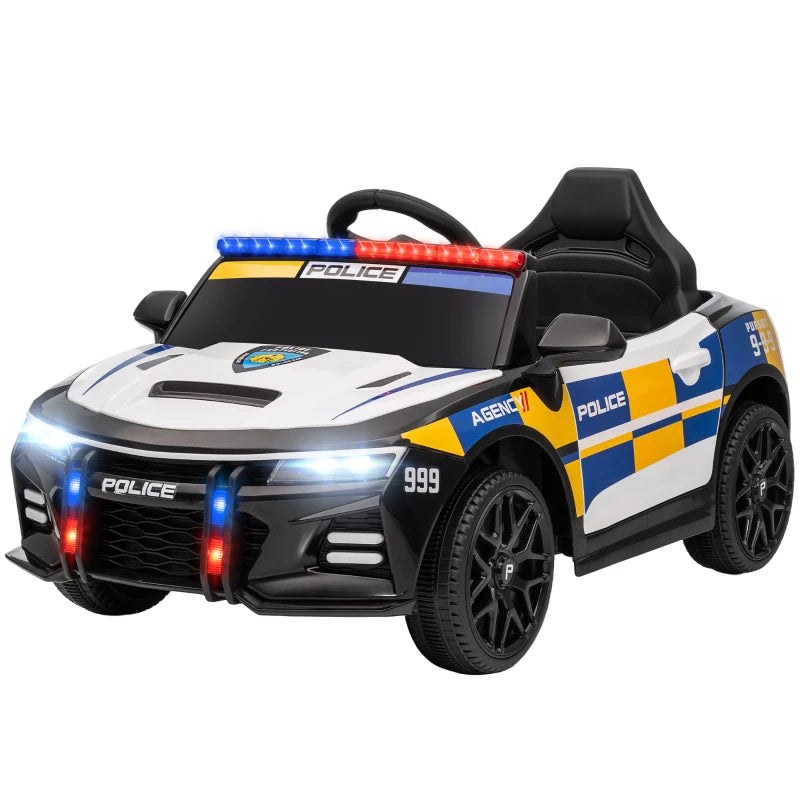 Kids Electric Police Car Ride On with Remote Control Music Lights for Ages 3-5