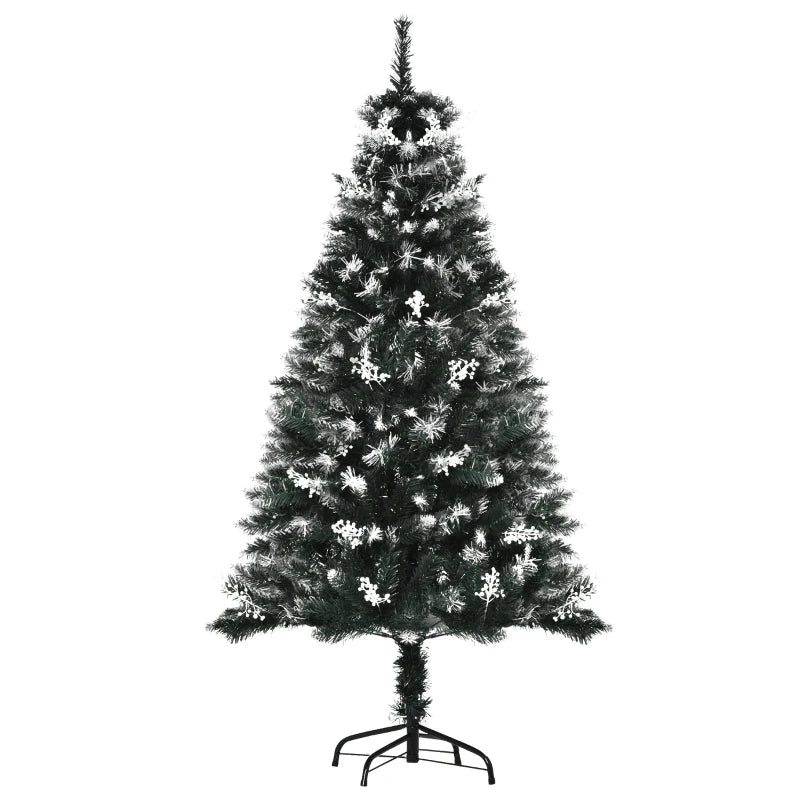 5FT Snow-Dipped Artificial Christmas Tree with White Berries & Star Topper | Indoor Holiday Decoration | Removable Stand