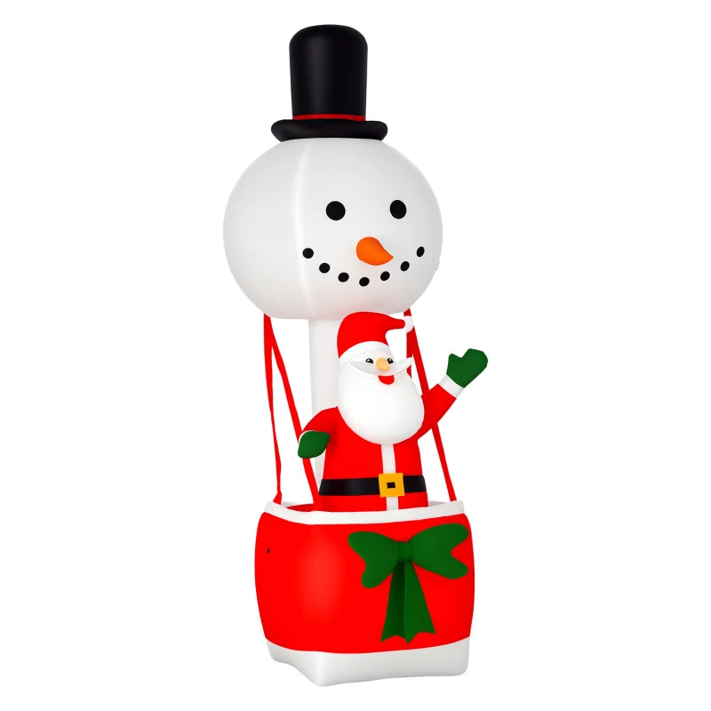 8ft Christmas Inflatable Santa Claus Snowman Hot Air Balloon - LED Outdoor Indoor Xmas Decoration, Blow Up Holiday Decor