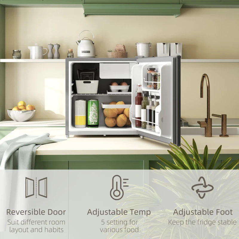 46L Lockable Countertop Fridge - Grey Mini Refrigerator for Home, Office, or Dorm - Compact & Secure Food Storage