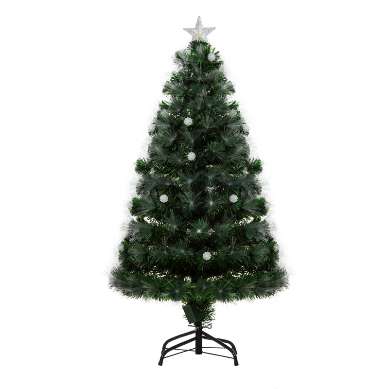 4ft Pre-Lit White Artificial Christmas Tree with 130 LEDs & Star Topper - Full Bodied Seasonal Decoration for Home