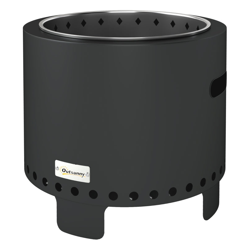 Smokeless Steel Fire Pit with Poker - Grey - 30 Inch