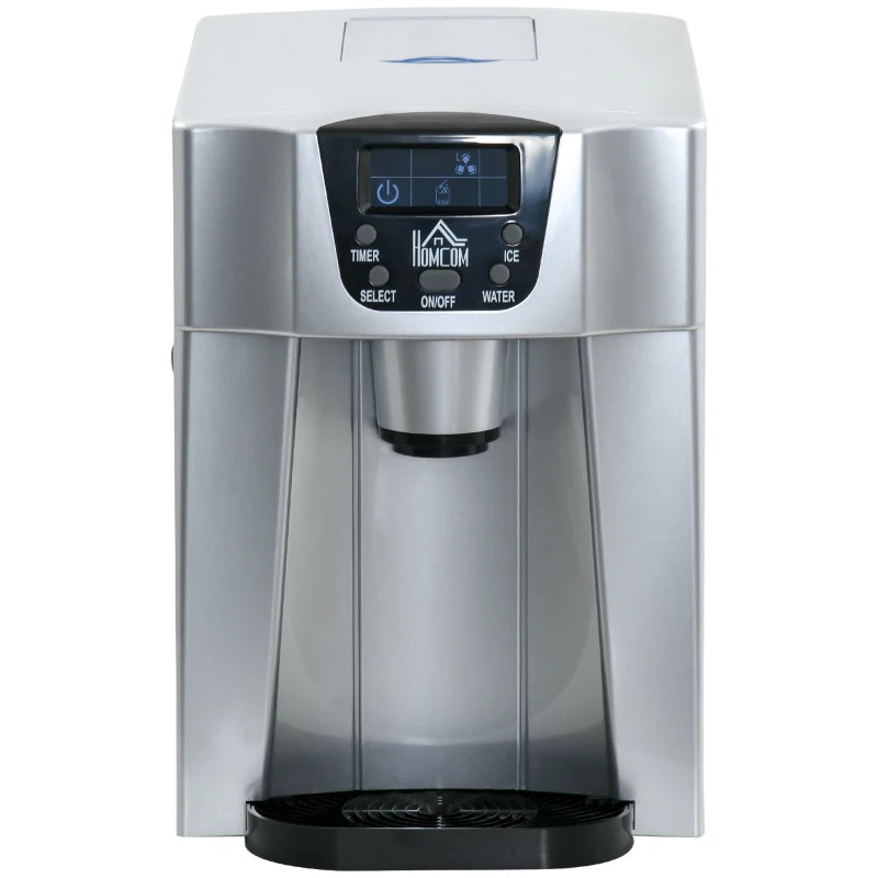 3L Ice Maker & Water Dispenser - 12kg Daily, 9 Ice Cubes in 6-10 Mins, Silver, Compact & Efficient