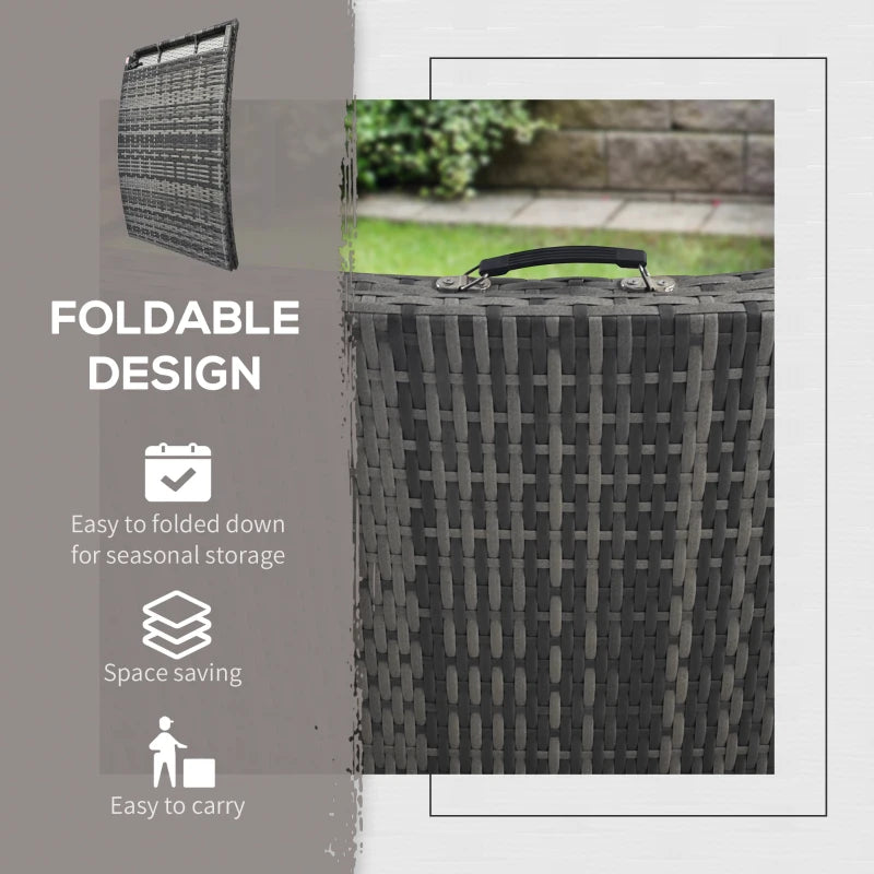 Grey Rattan Folding Sun Lounger with Cushion and Pillow