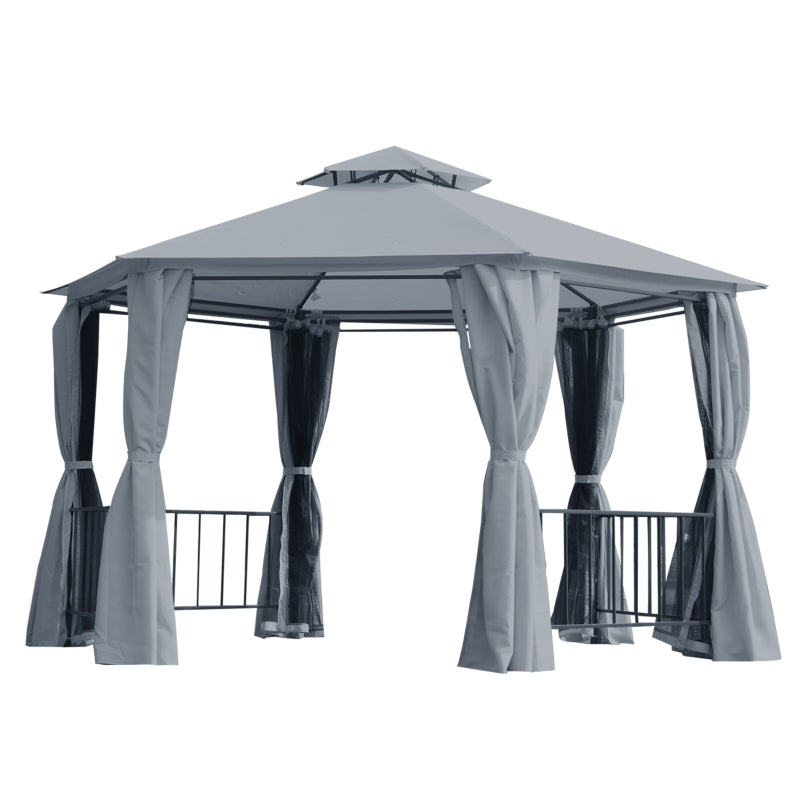 Grey 3m x 3m Hexagon Gazebo