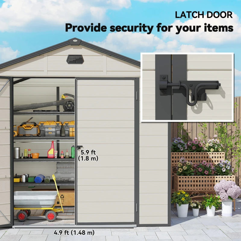 Cream White 7.9ft x 6.2ft Aluminium Frame and Plastic Walled Shed