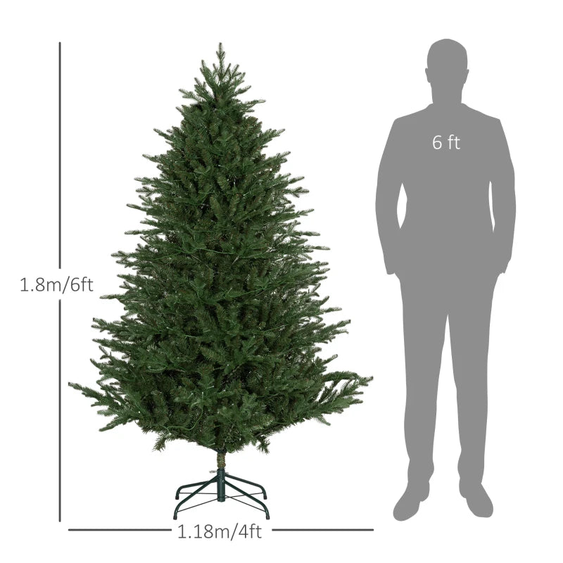 6ft LED Lights Artificial Christmas Tree - Pre-Lit Holiday Decor for Festive Home Decoration - Easy Assembly & Realistic Look
