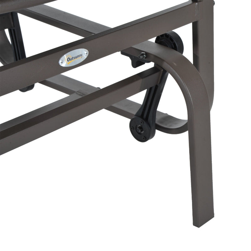Grey & Brown Outdoor Gliding Rocking Chair - Sturdy Metal Frame