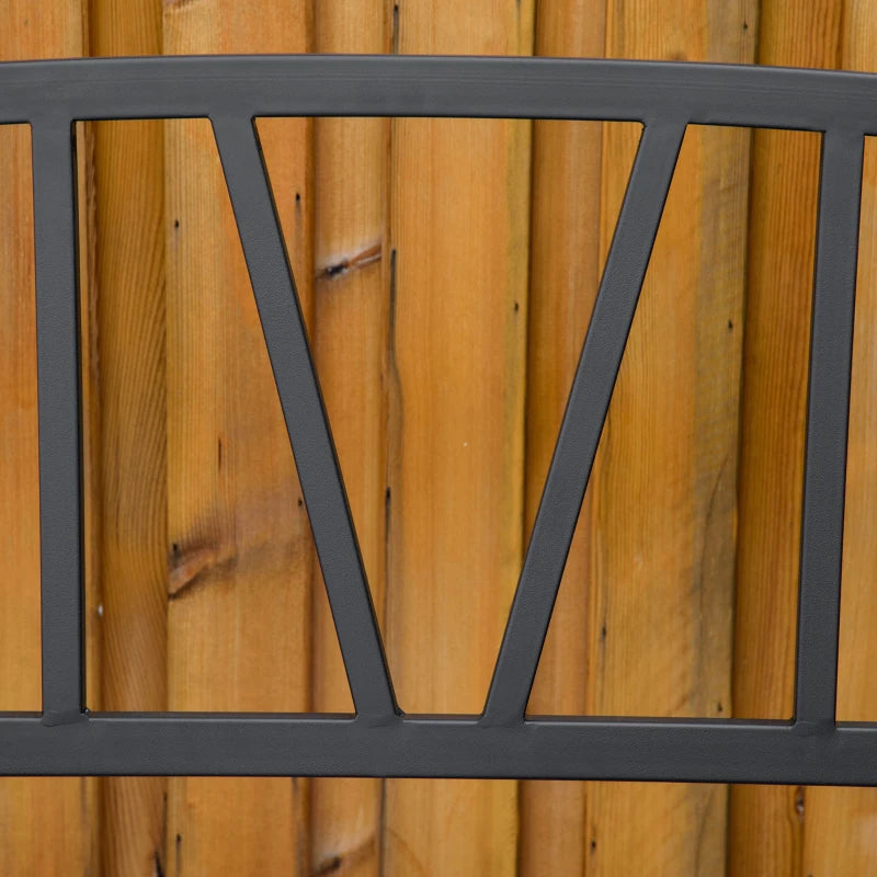 Metal Garden Loveseat Bench - 2-Seater, Decorative Backrest, Ergonomic Armrest - Black