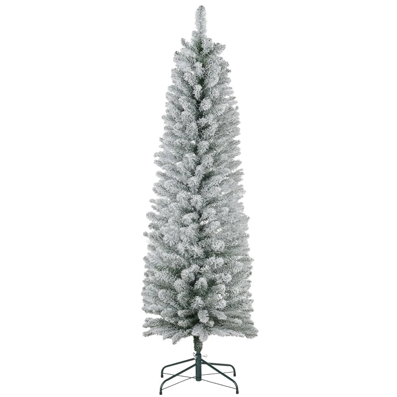 5ft Snowy Pencil Christmas Tree - Elegant White Artificial Holiday Decor for Festive Home Decoration