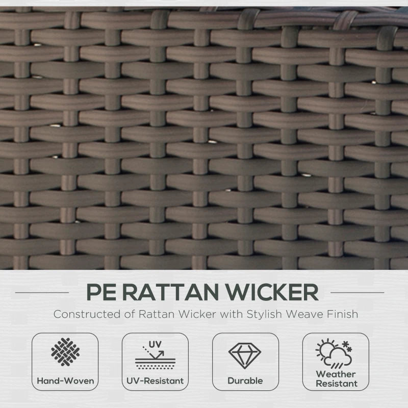 2 Seater Rattan Sofa - Mixed Brown Wicker Garden Loveseat with Soft Padded Cushions and Armrests for Patio