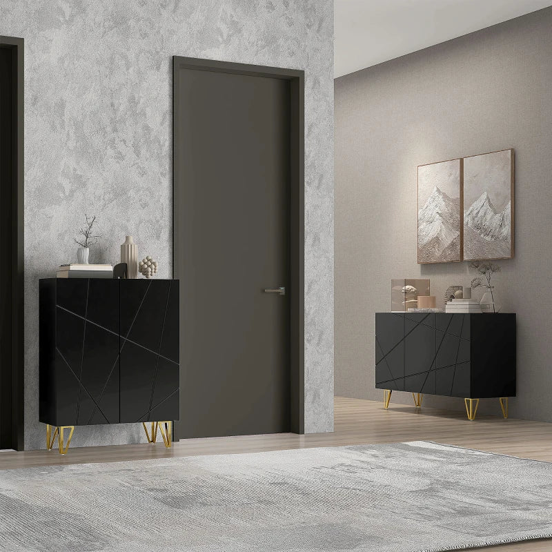 Modern Luxe High Gloss Black Sideboard with Hairpin Legs for Stylish Storage